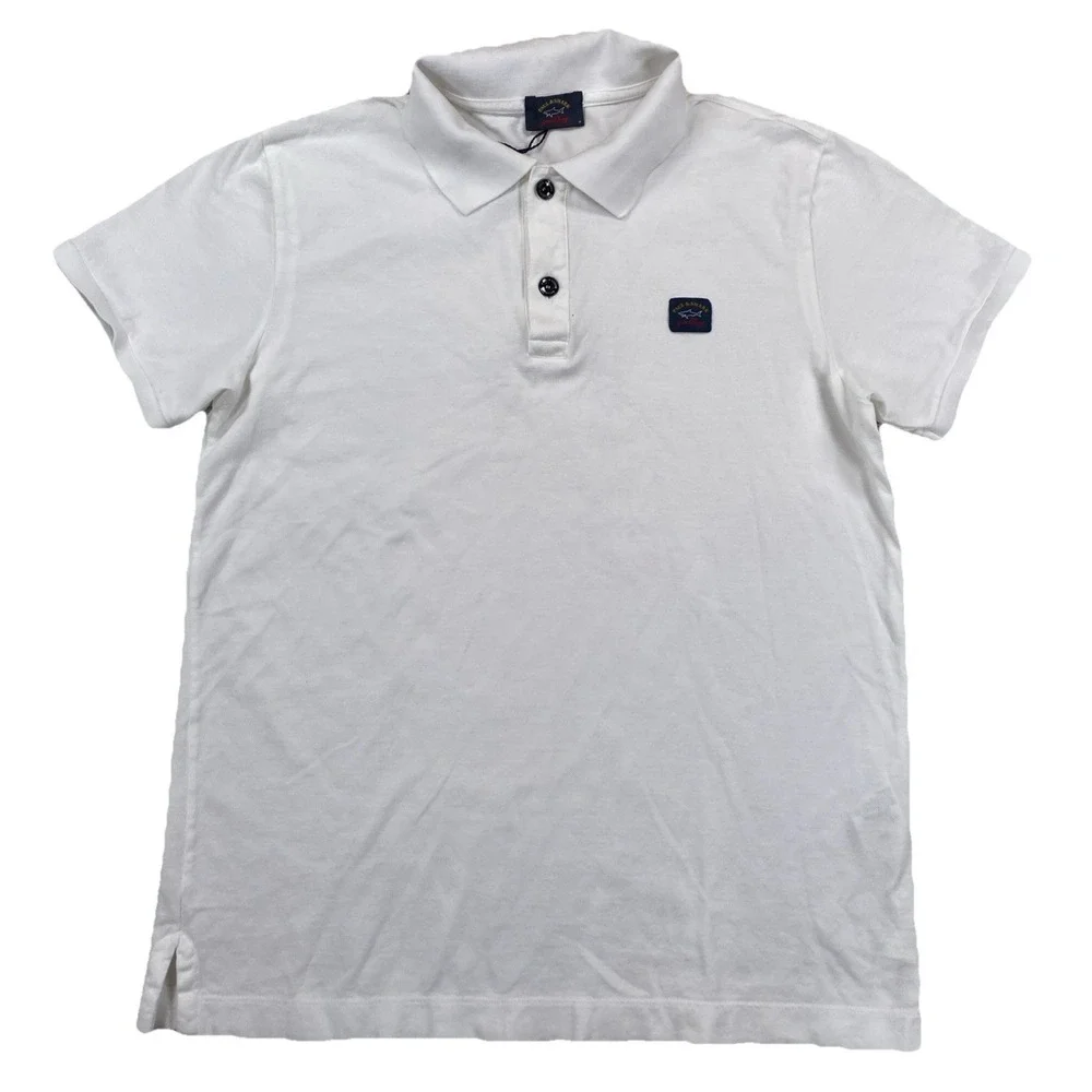 Paul & Shark Cotton Pique Polo Shirt White Women's Medium Made In Italy